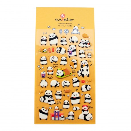 Sticker En Relief Panda Gourmand Belle De Coeur