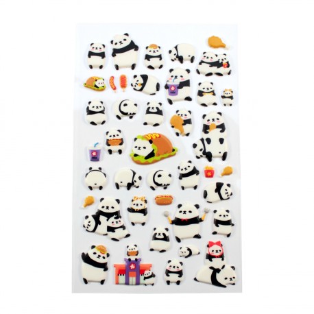 Sticker En Relief Panda Gourmand Belle De Coeur