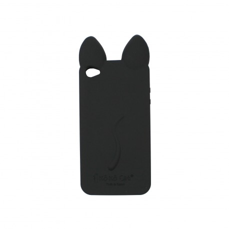 Coque étui téléphone souple pour iphone 4 et 4s Koko Cat chat noir avec les oreilles