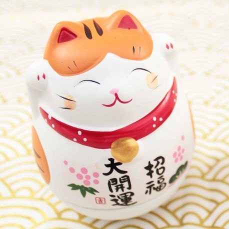 Statuette Culbuto Chat Porte Bonheur Et Chance Maneki Neko Fengshui