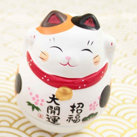 Statuette Culbuto Chat Porte Bonheur Et Chance Maneki Neko Fengshui