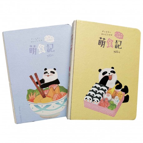 beau carnet kawaii épais avec dessin de panda gourmand sur couverture