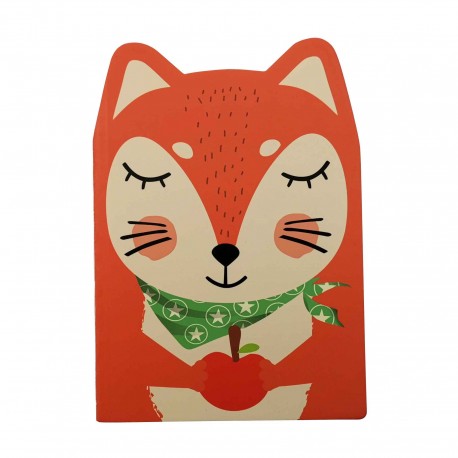 Mini Carnet Kawaii Avec Un Petit Renard Avec 1 Pomme Sur La Couverture